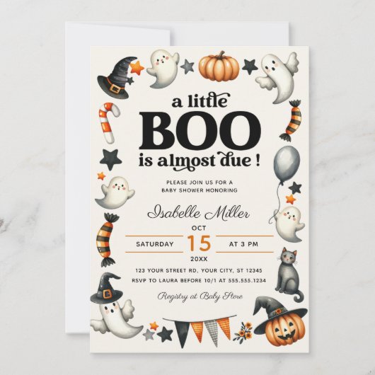 Little Boo Halloween Fall Pumpkin Baby Dusche Einladung (Vorderseite)