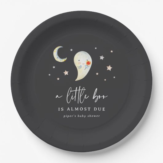 Little Boo Halloween Ghost Baby Shower Pappteller (Vorderseite)