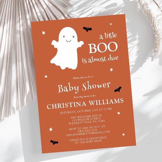 Little Boo Halloween Ghost Orange Babydusche Einladung