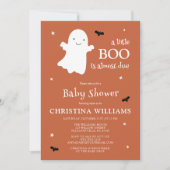 Little Boo Halloween Ghost Orange Babydusche Einladung (Vorderseite)