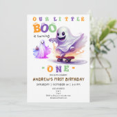Little Boo Halloween Ghost Skater jedes Alter Gebu Einladung (Stehend Vorderseite)