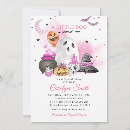 Little Boo Halloween Girl Baby Shower Einladung (Vorderseite)