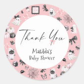 Little Boo Halloween Girl Babydusche Danke Runder Aufkleber (Vorderseite)