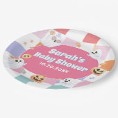 Little Boo Halloween Groovy Baby Shower Party Pappteller (Schrägansicht)
