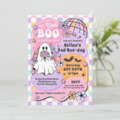 Little Boo Halloween Groovy Ghost 2. Geburtstag Einladung (Stehend Vorderseite)