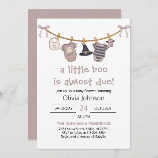 Little Boo Halloween Kleiderdusche Einladung (Vorne/Hinten)