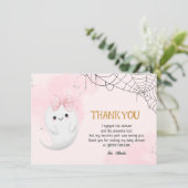 Little Boo Halloween Mädchen Dusche Dankeskarte (Stehend Vorderseite)