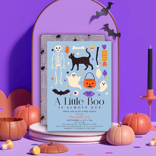 Little Boo Halloween Motifs Blue Boy Baby Dusche Einladung