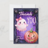 Little Boo Halloween niedliche Geisterdusche Dankeskarte (Vorderseite)