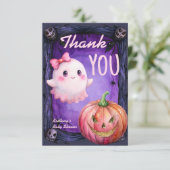 Little Boo Halloween niedliche Geisterdusche Dankeskarte (Stehend Vorderseite)