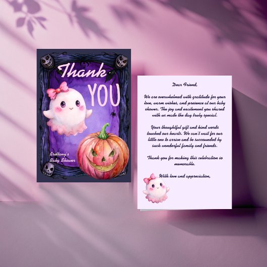 Little Boo Halloween niedliche Geisterdusche Dankeskarte