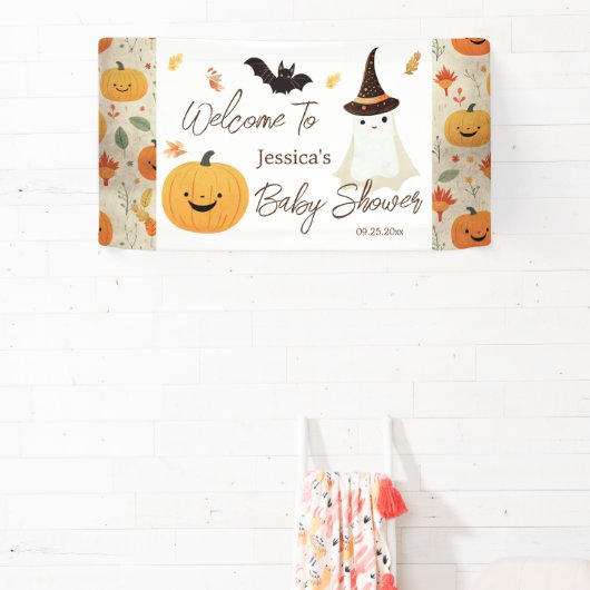 Little Boo Halloween Pattern Baby Dusche Banner (InSitu)