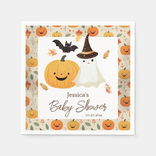 Little Boo Halloween Pattern Baby Dusche Serviette (Vorderseite)