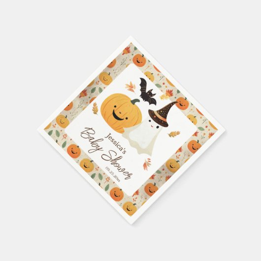 Little Boo Halloween Pattern Baby Dusche Serviette (Ecke)