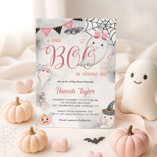 Little Boo Halloween Pink Girl Ghost Baby Dusche Einladung