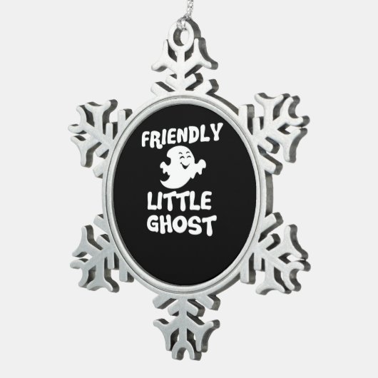 Little Boo Halloween Print Schneeflocken Zinn-Ornament (Rechts)