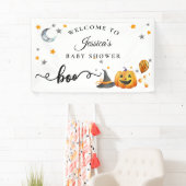 Little Boo Halloween Pumpkin Baby Dusche Willkomme Banner (Insitu)