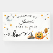 Little Boo Halloween Pumpkin Baby Dusche Willkomme Banner (Horizontal)