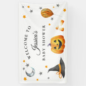 Little Boo Halloween Pumpkin Baby Dusche Willkomme Banner (Vertikal)