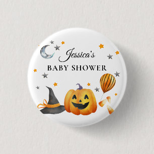 Little Boo Halloween Pumpkin Baby Shower Button