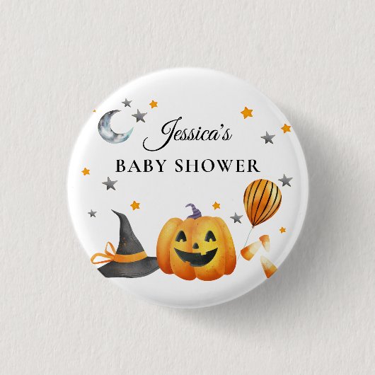 Little Boo Halloween Pumpkin Baby Shower Button (Vorderseite)