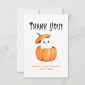 Little Boo Halloween Pumpkin Baby Shower Dankeskarte (Vorderseite)