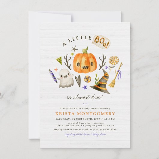 Little Boo Halloween Pumpkin Baby Shower Einladung (Vorderseite)