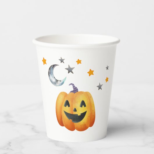 Little Boo Halloween Pumpkin Baby Shower Pappbecher (Vorderseite)