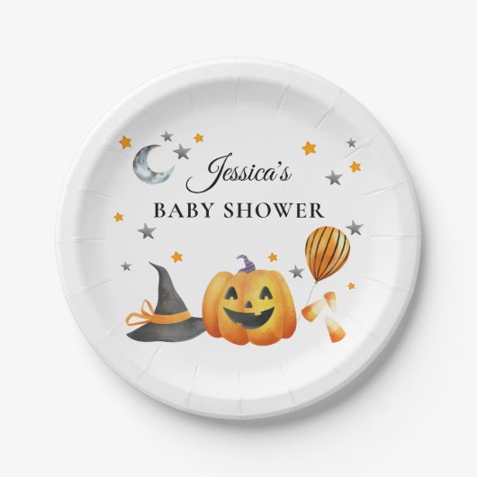 Little Boo Halloween Pumpkin Baby Shower Pappteller (Vorderseite)