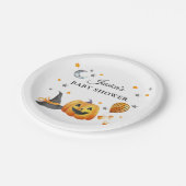 Little Boo Halloween Pumpkin Baby Shower Pappteller (Schrägansicht)