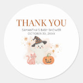 Little Boo Halloween Pumpkin Baby Shower Runder Aufkleber (Vorderseite)