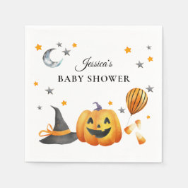 Little Boo Halloween Pumpkin Baby Shower Serviette