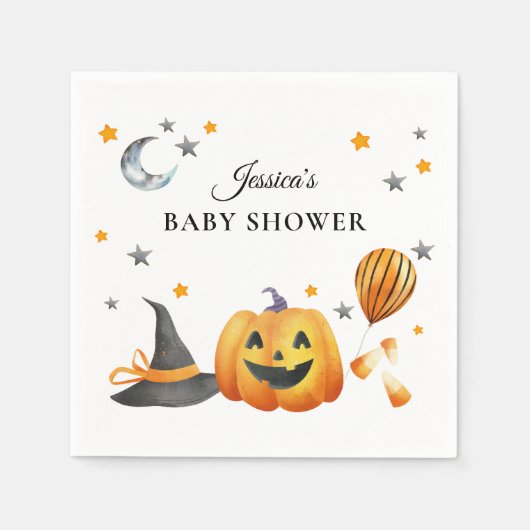 Little Boo Halloween Pumpkin Baby Shower Serviette (Vorderseite)