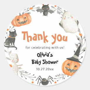 Little Boo Halloween Pumpkin Baby Shower Stickers