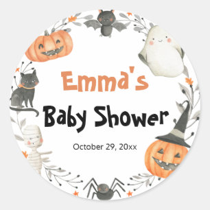 Little Boo Halloween Pumpkin Baby Shower Stickers