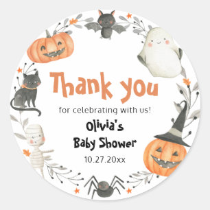 Little Boo Halloween Pumpkin Baby Shower Stickers