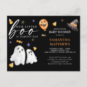 Little Boo Halloween Watercolor Babydusche schwarz Postkarte (Vorderseite)