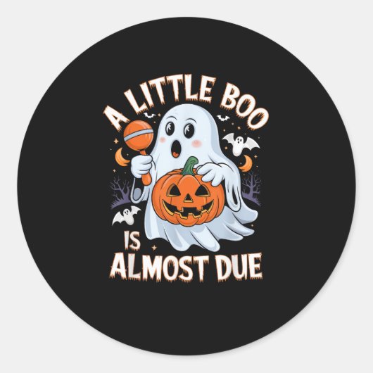 Little Boo Is Almost Due Cute Halloween Pregnancy Runder Aufkleber (Vorderseite)