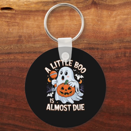 Little Boo Is Almost Due Cute Halloween Pregnancy Schlüsselanhänger (Vorderseite)