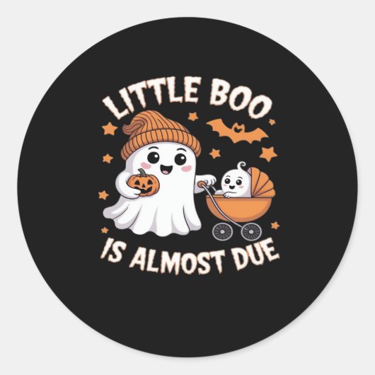 Little Boo Is Almost Due - Halloween Pregnancy Rev Runder Aufkleber (Vorderseite)