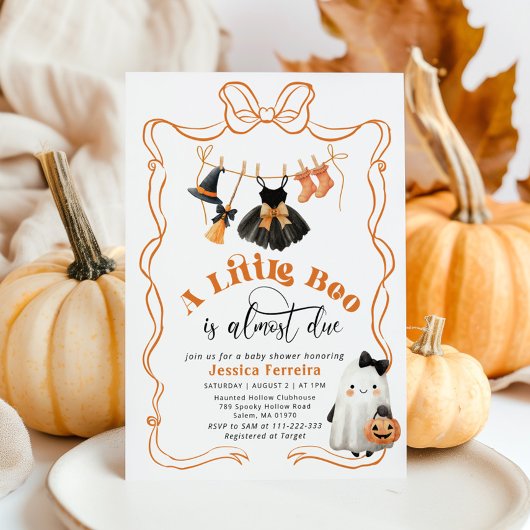 Little Boo is Due Bow Clothesline Babydusche Einladung