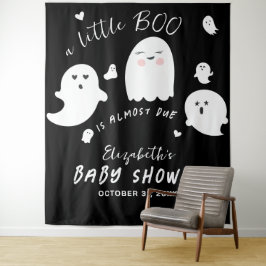 Little Boo is Due Ghost Halloween Baby Shower Wandteppich