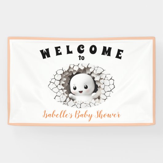 Little Boo ist fast das passende Ghost Baby Duschb Banner (Horizontal)
