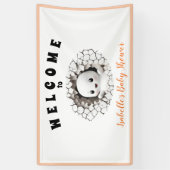 Little Boo ist fast das passende Ghost Baby Duschb Banner (Vertikal)