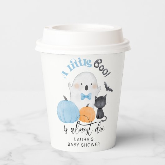 Little Boo ist fast die richtige blaue Babydusche Pappbecher (Rückseite)