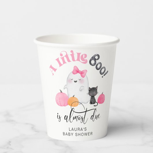Little Boo ist fast die richtige rosa Babydusche Pappbecher (Rückseite)