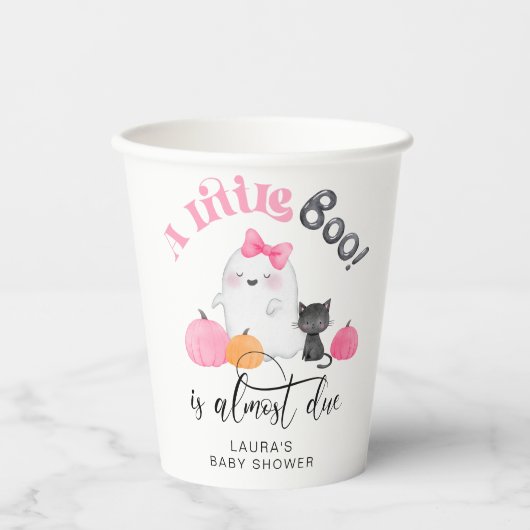 Little Boo ist fast die richtige rosa Babydusche Pappbecher (Vorderseite)