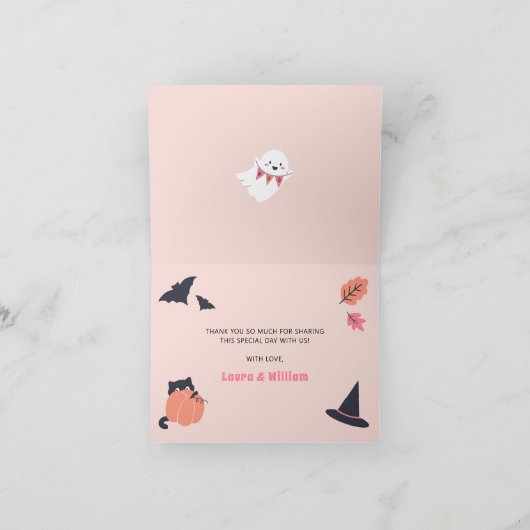 Little Boo ist fast Due Baby Dusche Vielen Dank Dankeskarte (Innenseite)