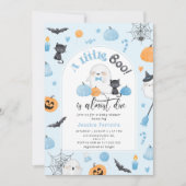 Little Boo ist fast Due Blue-Junge-Babydusche Einladung (Vorderseite)