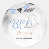Little Boo ist fast Due Boy Baby Dusche Gefallen Runder Aufkleber (Vorderseite)
